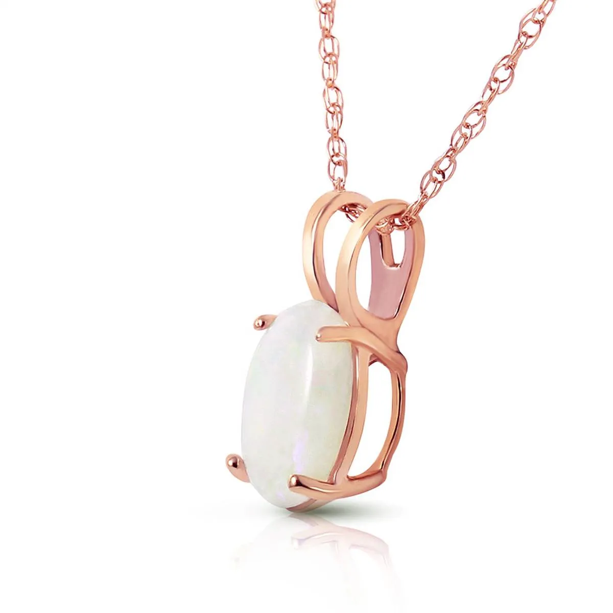 0.45 Carat 14K Solid Rose Gold Solitaire Opal Necklace