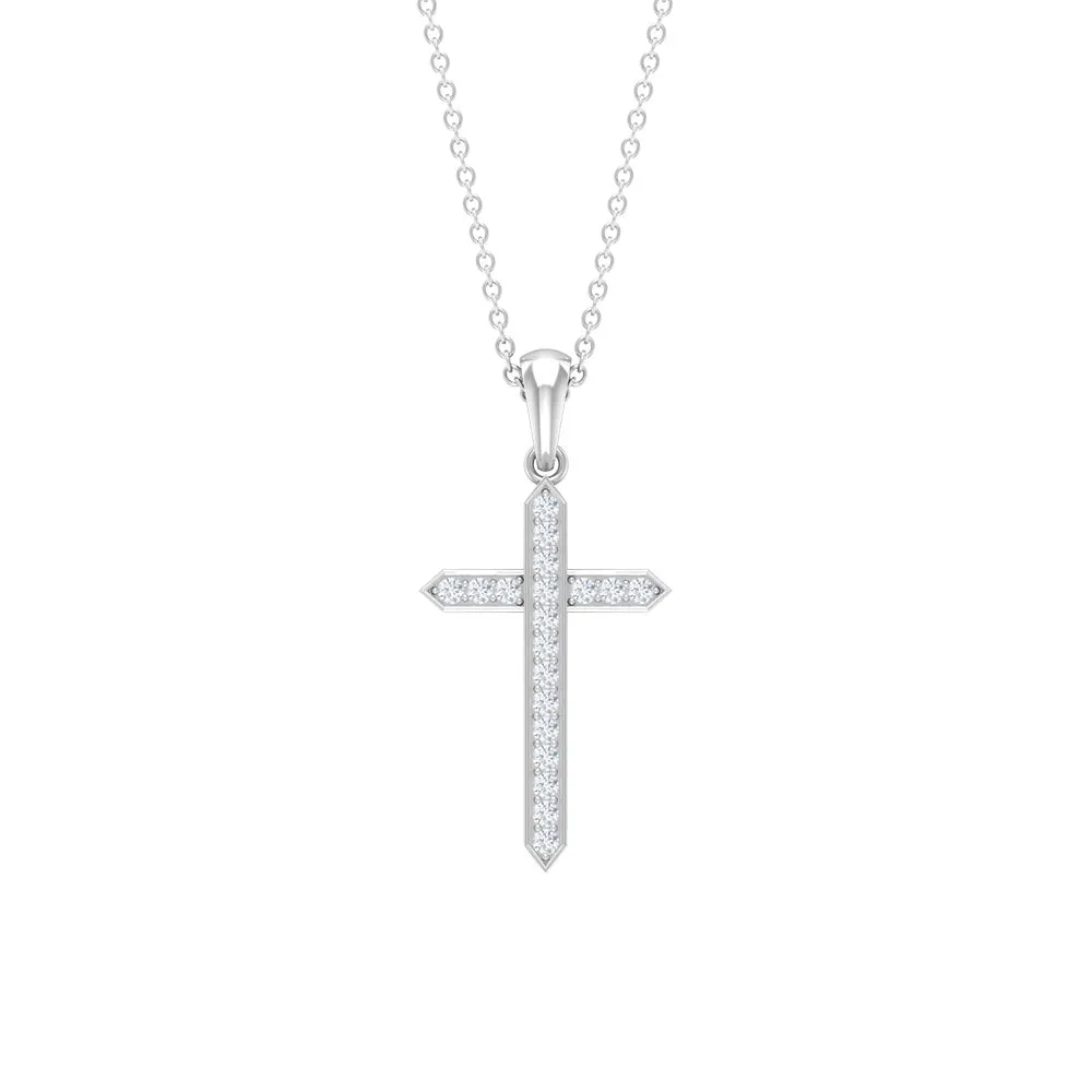 0.5 CT Certified Zircon Minimal Cross Pendant Necklace