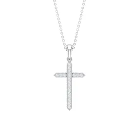 0.5 CT Certified Zircon Minimal Cross Pendant Necklace