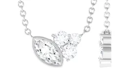 0.5 CT Marquise Cubic Zirconia Minimal Cluster Necklace in Bezel Setting