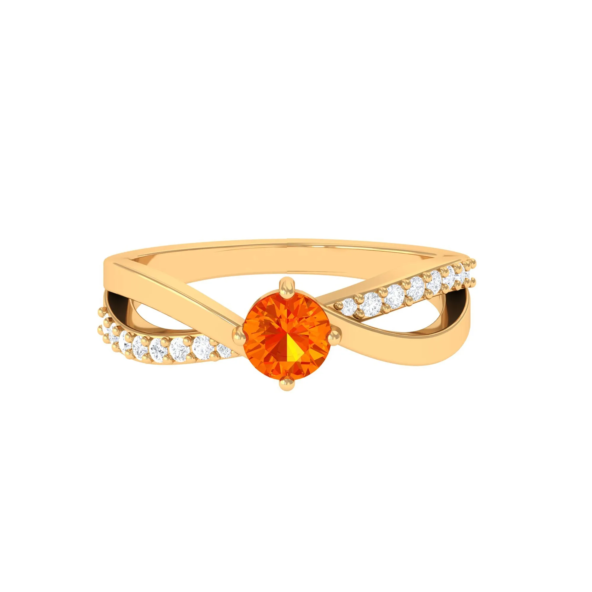 0.50 CT Orange Sapphire Solitaire and Diamond Infinity Ring