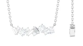 0.75 CT Certified Cubic Zirconia Cluster Bar Necklace in Prong Setting