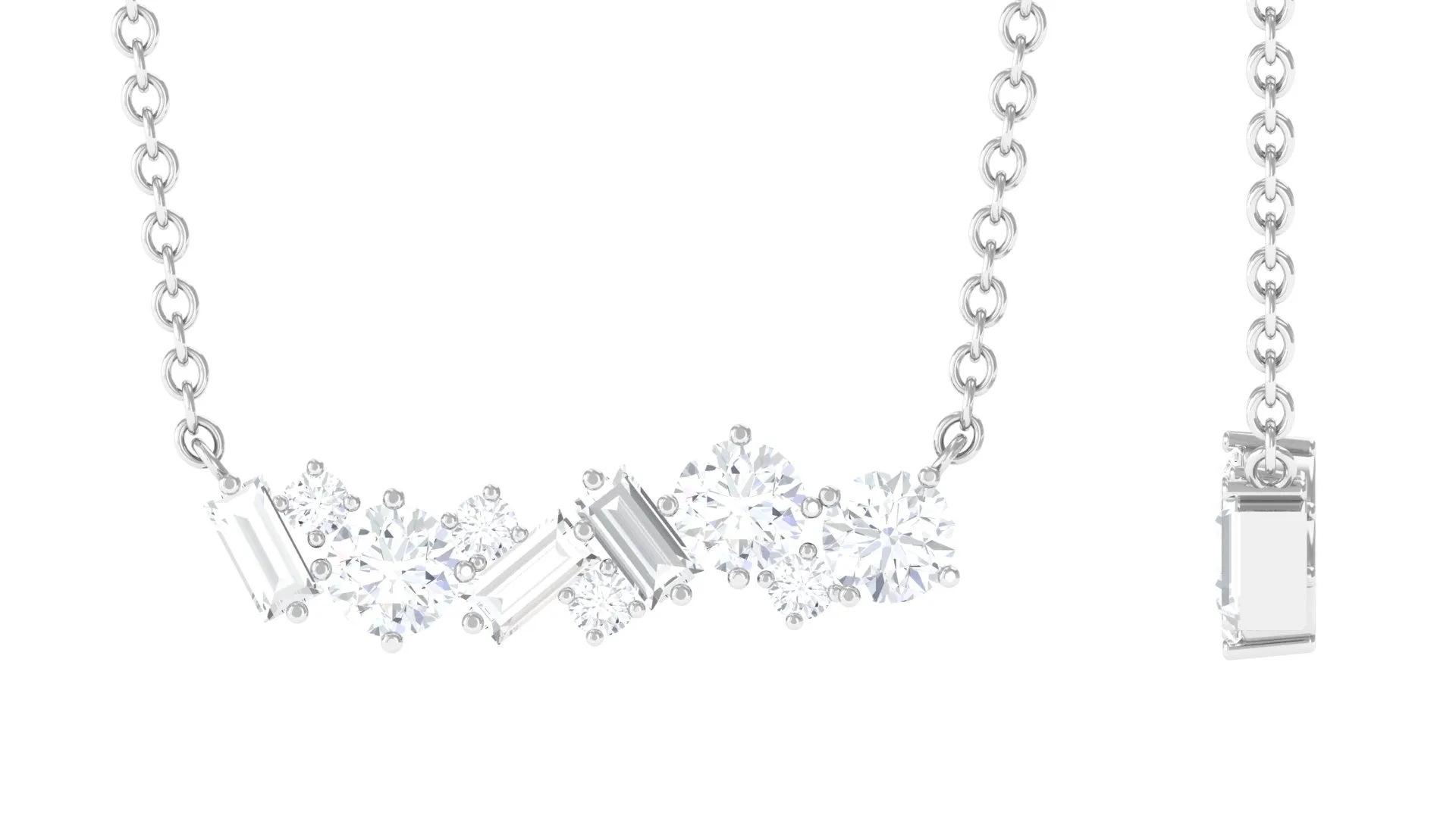 0.75 CT Certified Cubic Zirconia Cluster Bar Necklace in Prong Setting