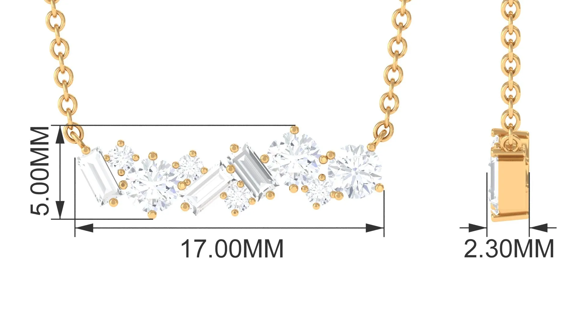 0.75 CT Certified Cubic Zirconia Cluster Bar Necklace in Prong Setting