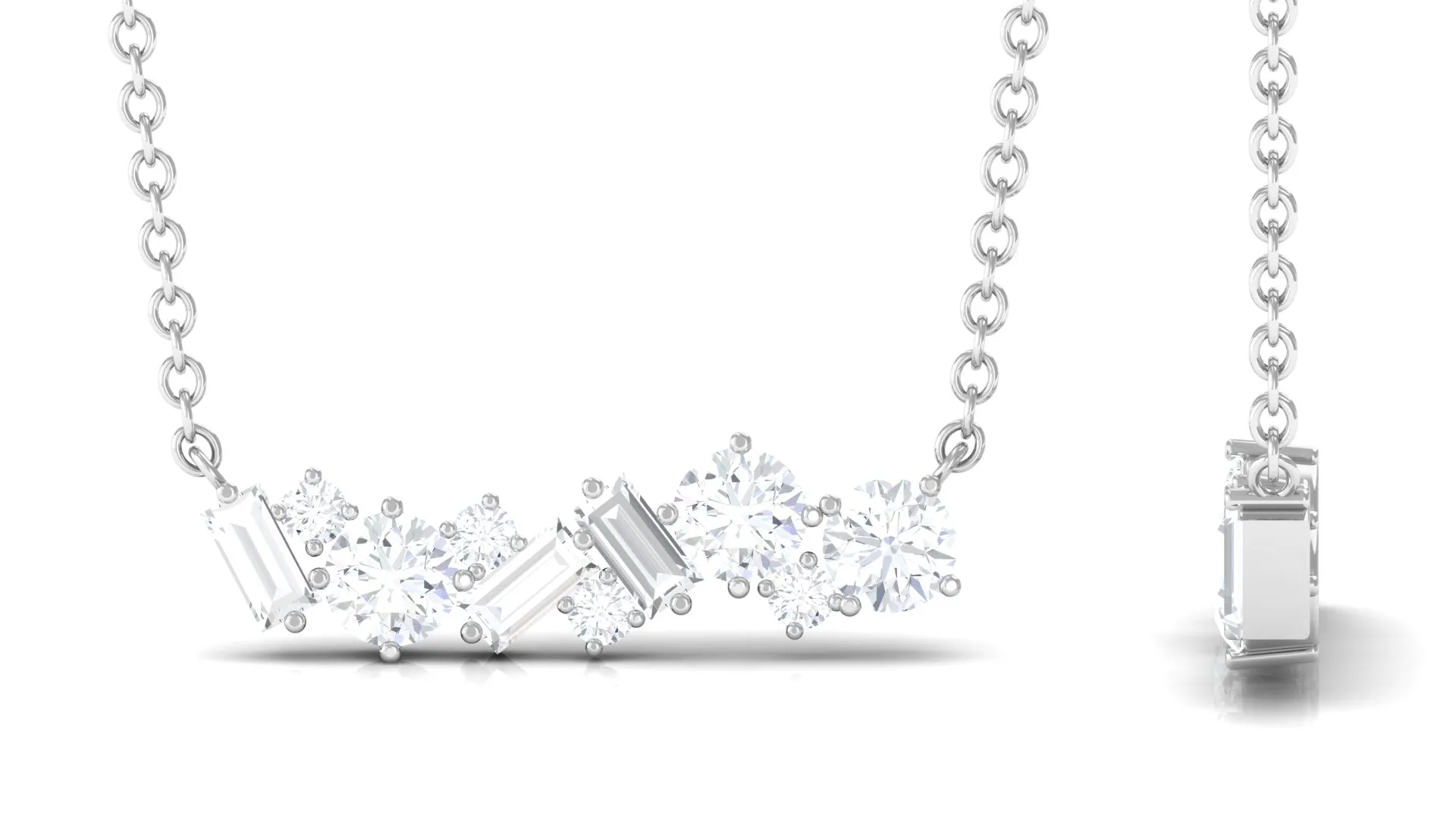 0.75 CT Certified Cubic Zirconia Cluster Bar Necklace in Prong Setting