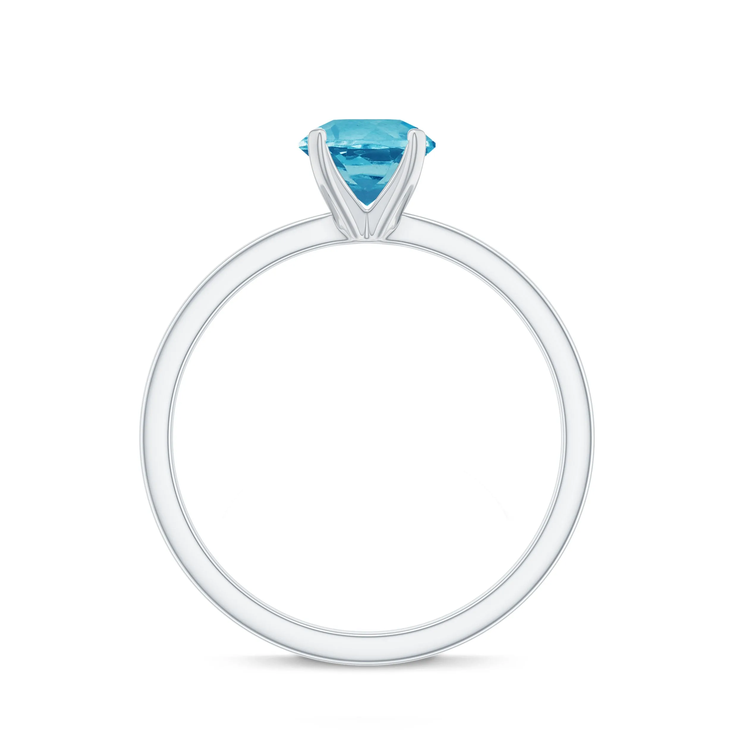 0.75 CT Swiss Blue Topaz Solitaire Promise Ring