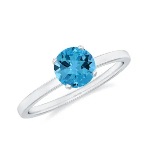 0.75 CT Swiss Blue Topaz Solitaire Promise Ring