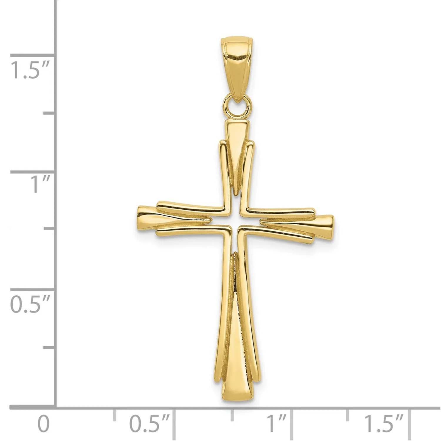 10k Real Yellow Solid Gold Polished Solid Cross Pendant Charm, 40x21mm