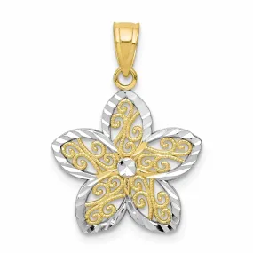 10k Two Tone Gold Filigree Flower Pendant