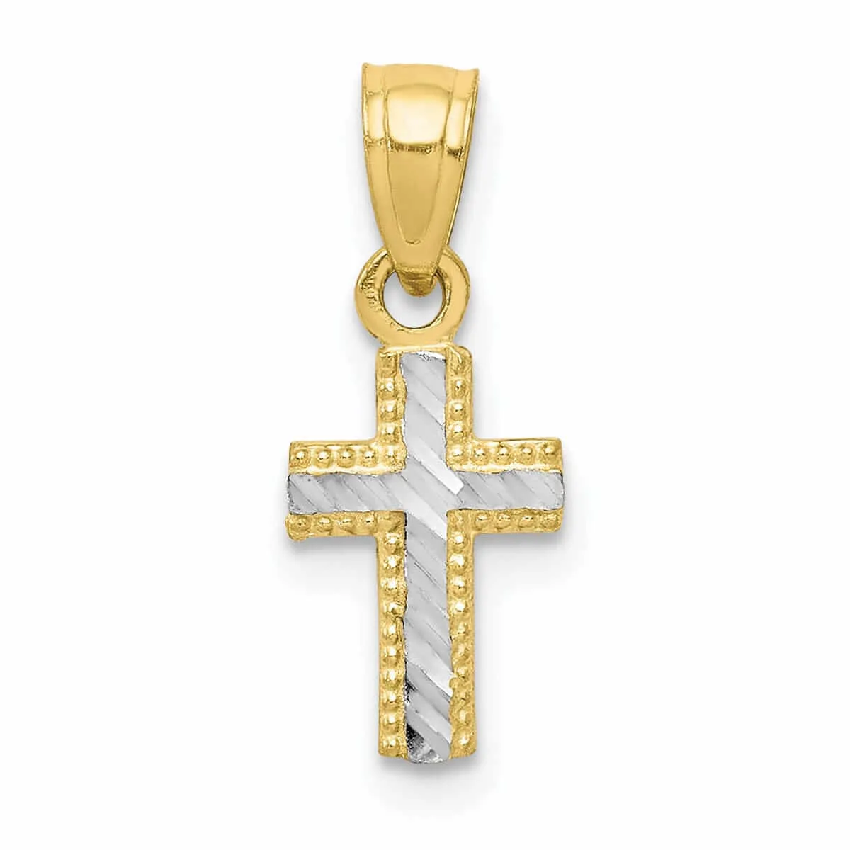 10k Yellow Rhodium Tiny Cross Pendant