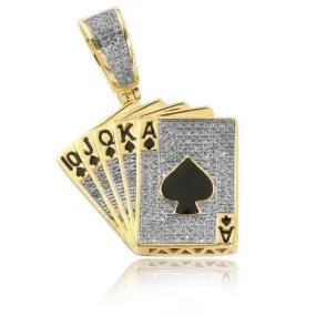 10KY 0.50CTW DIAMOND PLAYING CARDS PENDANT