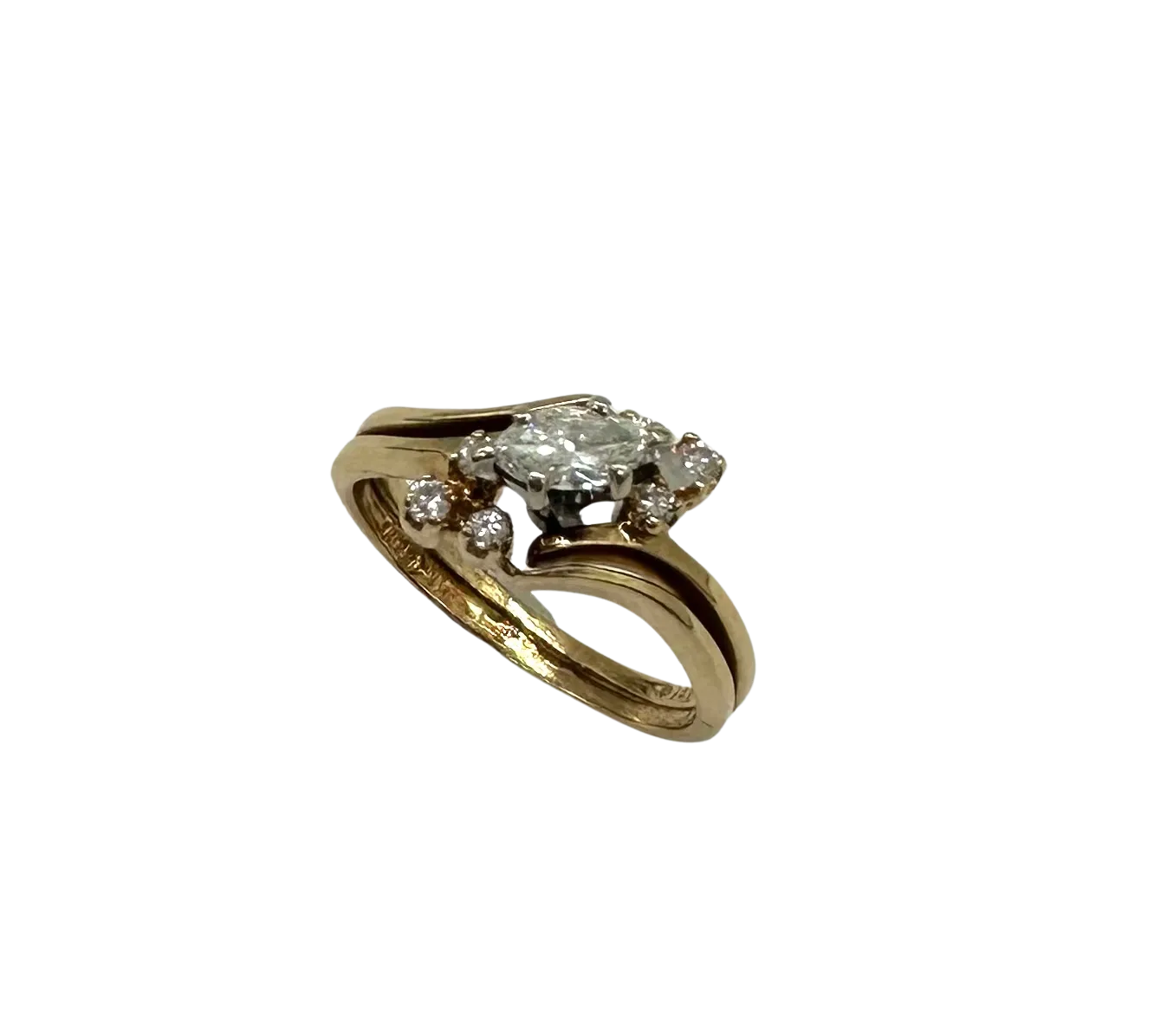 1/3 CTW Marquise &amp; Round Diamond Bypass Ring