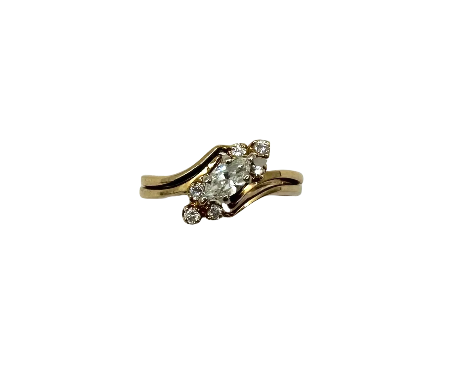 1/3 CTW Marquise &amp; Round Diamond Bypass Ring