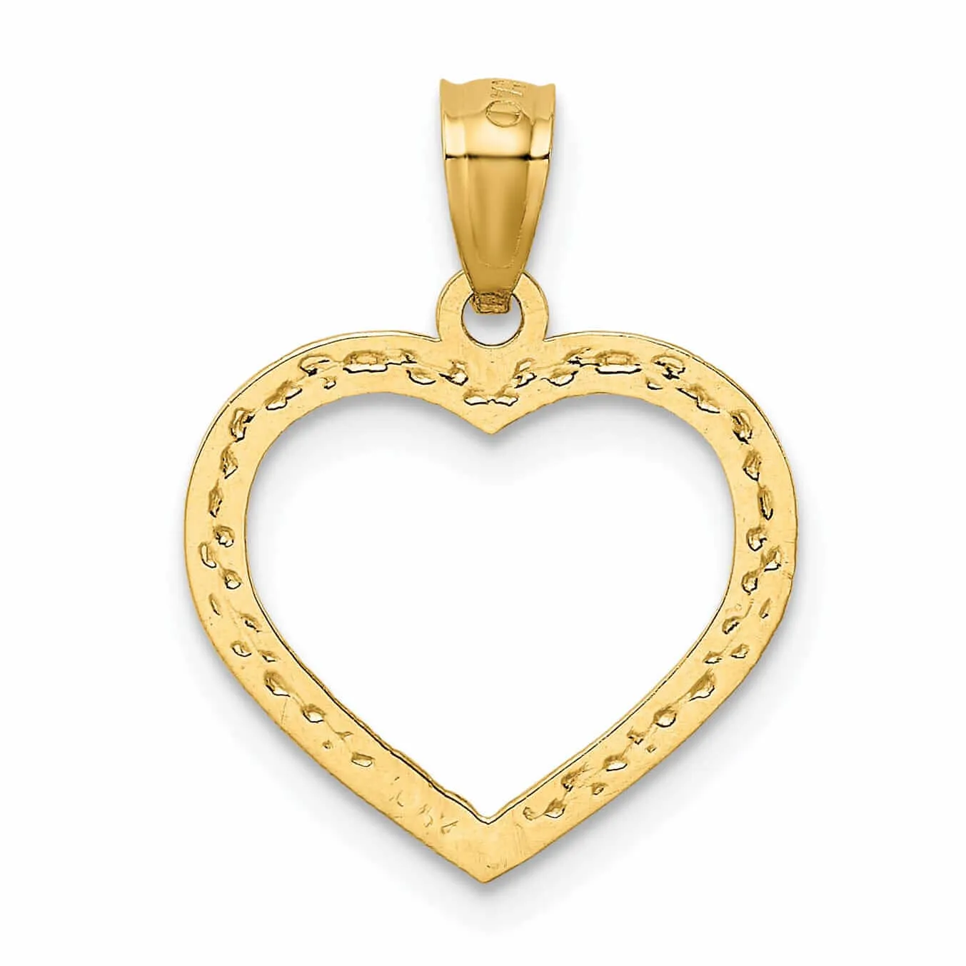 14 Yellow Gold Diamond Cut Nugget Heart Pendant