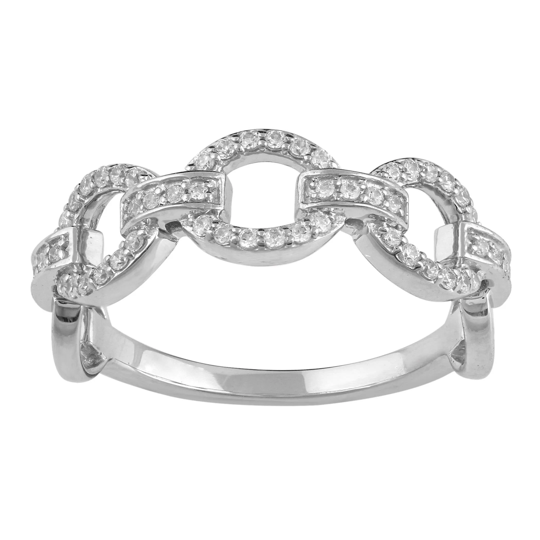 1/4CT TW Diamond Pave Chain Link Engagement Ring in Sterling Silver