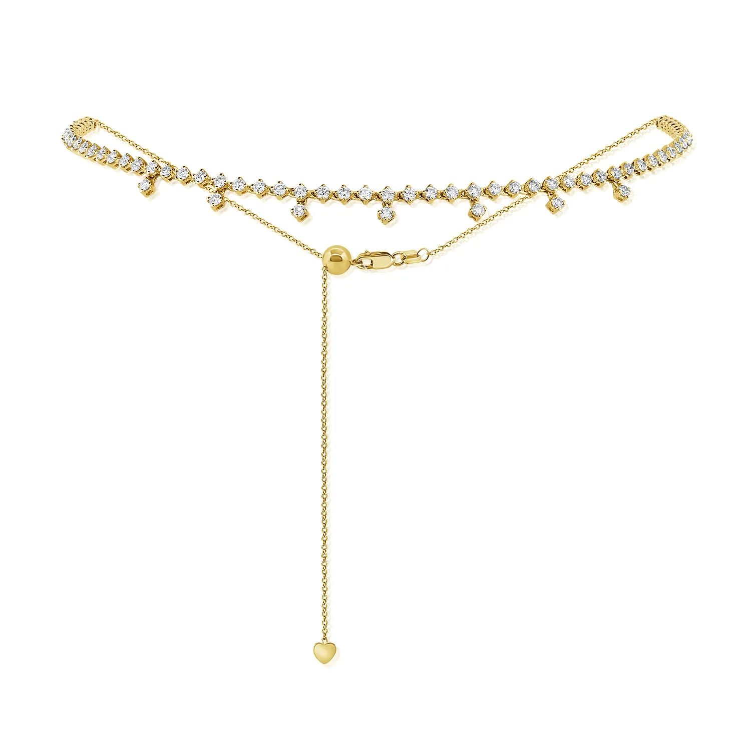 14k Gold & Diamond Adjustable Choker Necklace - 2.39ct