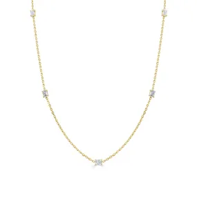 14k Gold & Emerald-Cut Diamond Station Necklace - 0.93ct