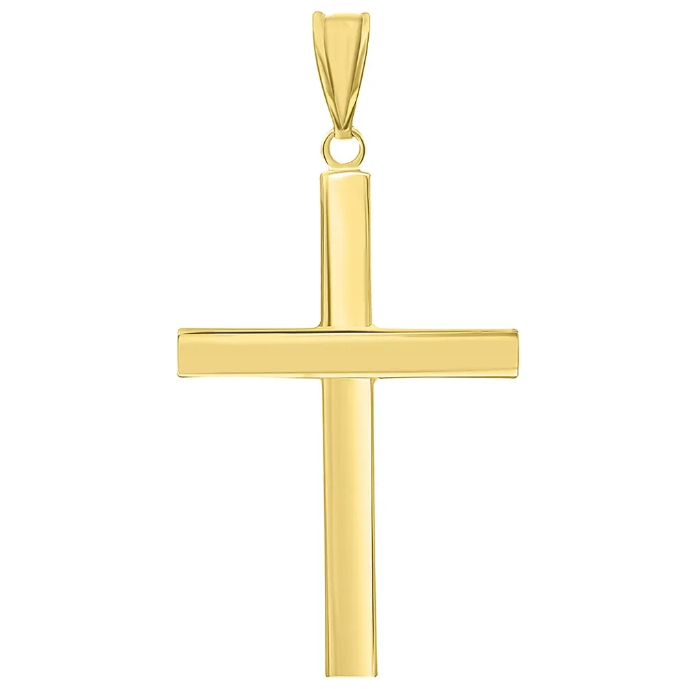 14k Gold Simple Religious Cross Pendant - Yellow Gold