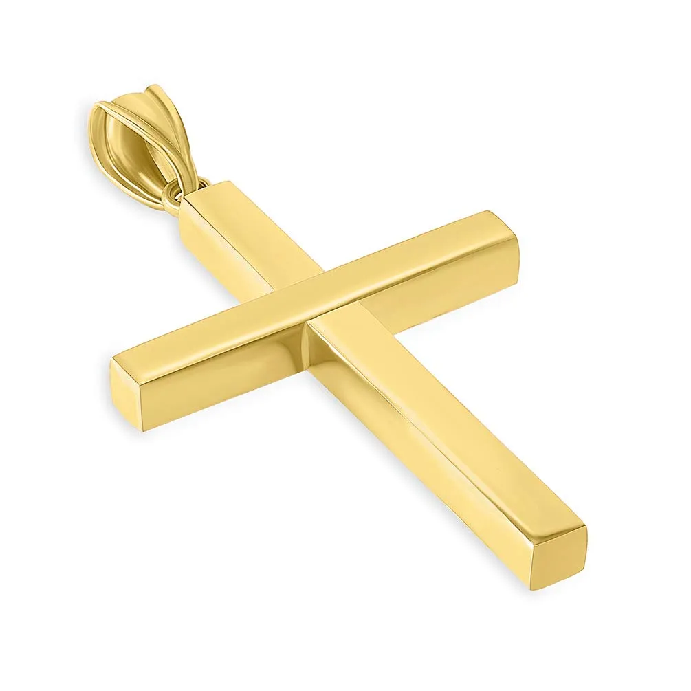 14k Gold Simple Religious Cross Pendant - Yellow Gold