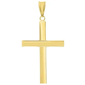 14k Gold Simple Religious Cross Pendant - Yellow Gold