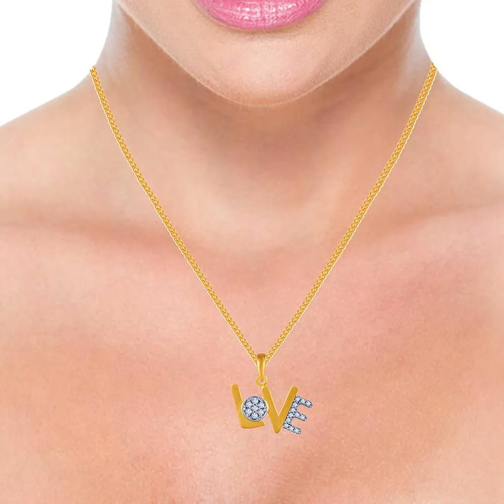 14k Gold  Studded Love Pendant