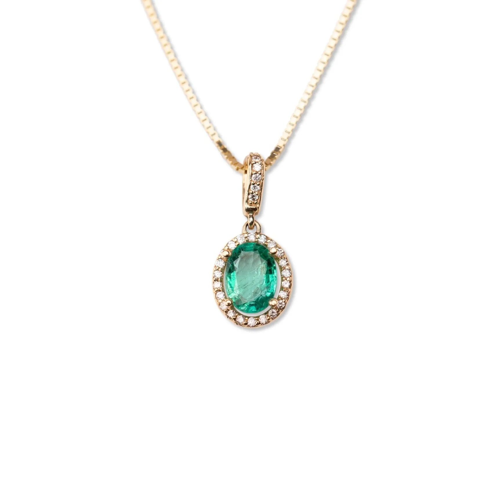 14k Oval Emerald Necklace