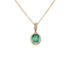 14k Oval Emerald Necklace