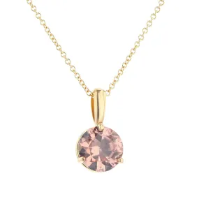 14K Rose Gold Blush Zircon 3 Prong Pendant Necklace