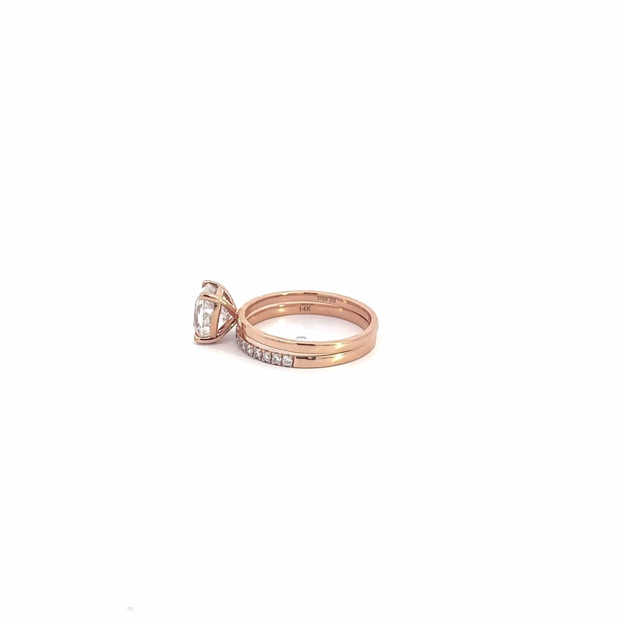 14k Rose Gold Moissanite Diamond 2 in 1 Engagement Ring