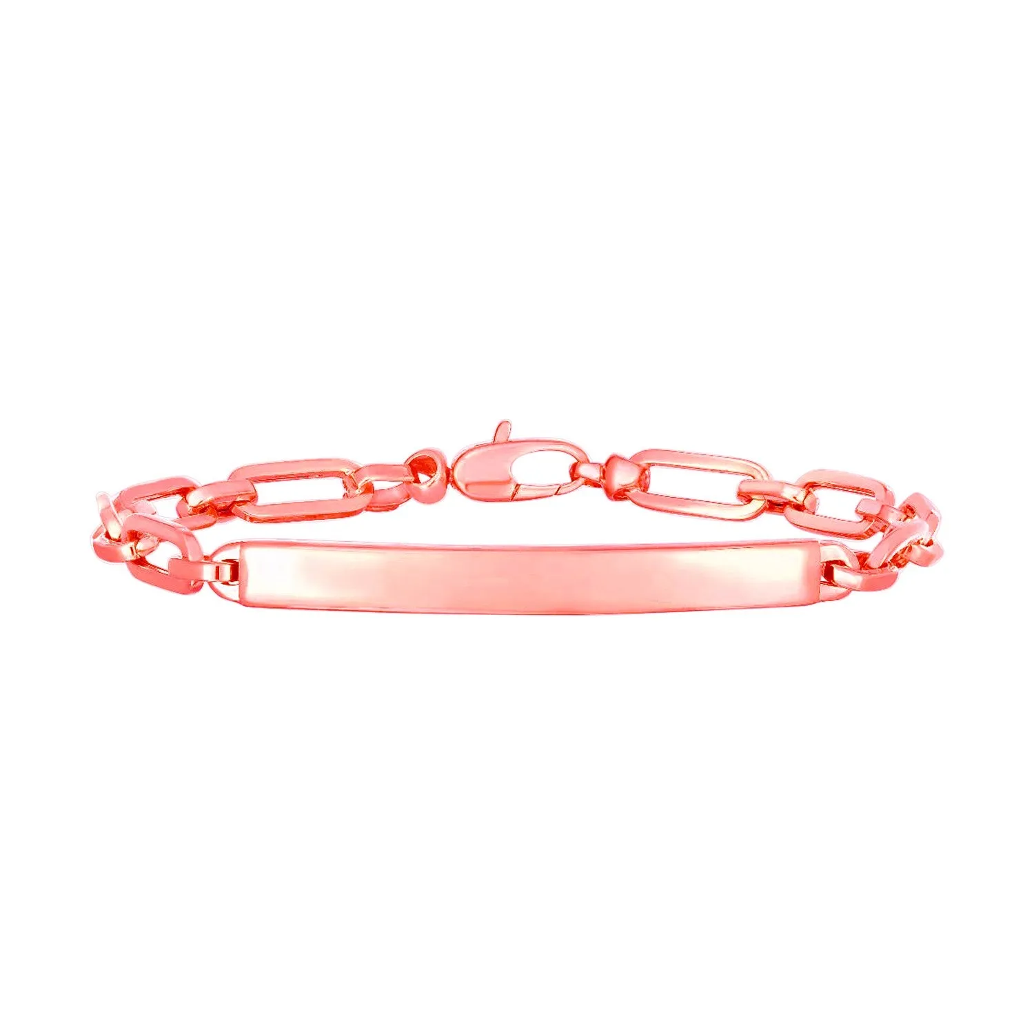 14K Rose Gold Paperclip Chain ID Bracelet