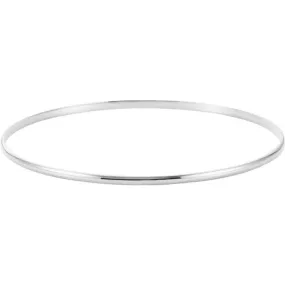 14K White 2 mm Half Round Bangle 7 1/2" Bracelet