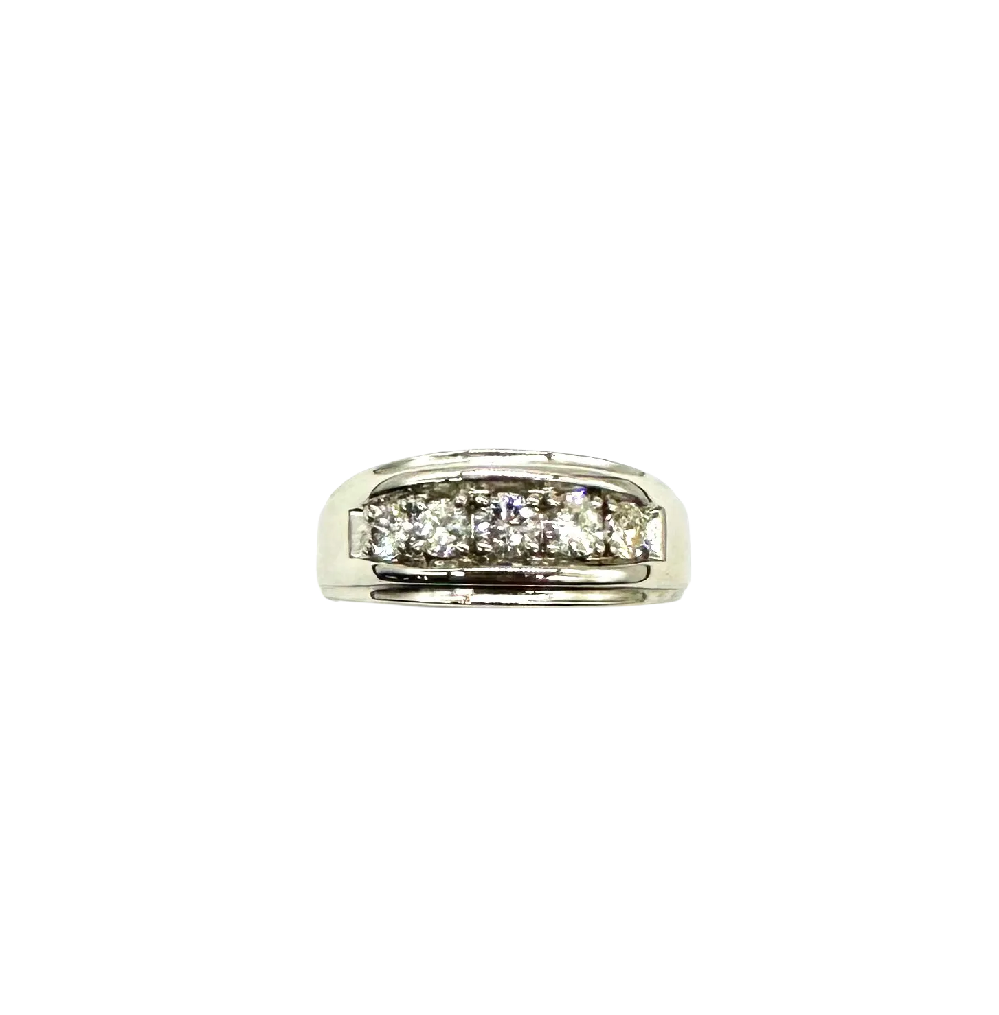 14k White Gold 1 ctw Channel Set Diamond Men's Ring