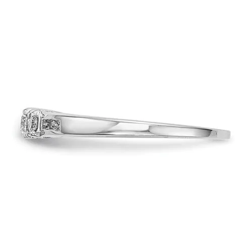 14k White Gold Diamond 3-Stone Ring w/ Channel Accent Stones