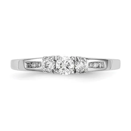 14k White Gold Diamond 3-Stone Ring w/ Channel Accent Stones