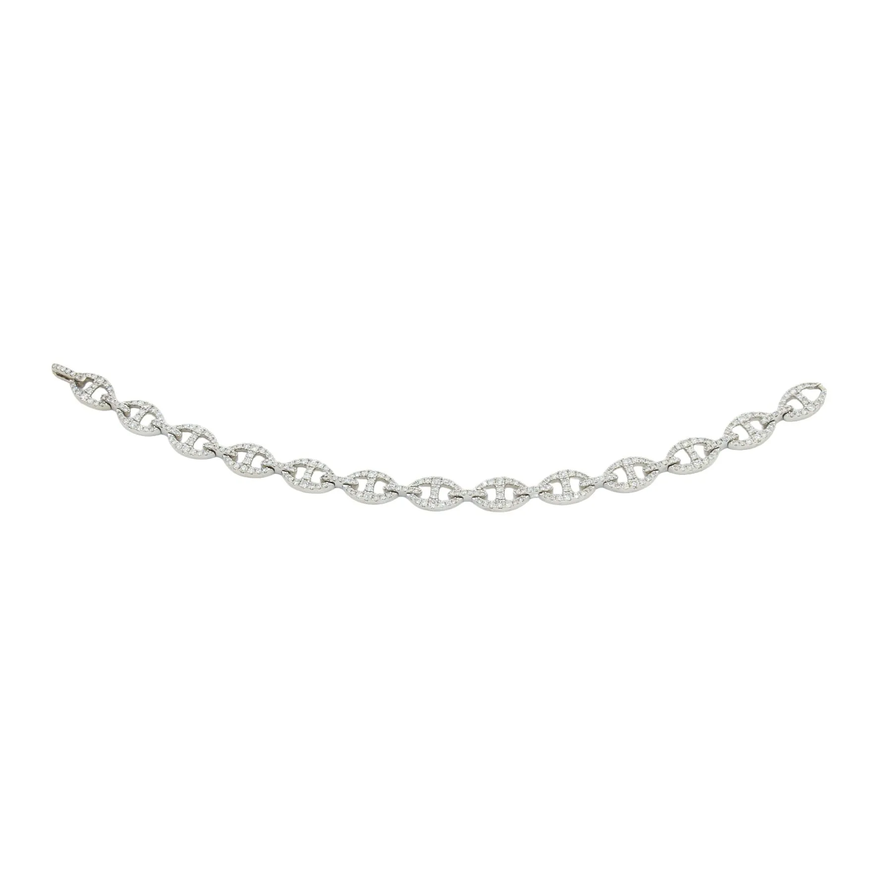 14k White Gold x 3.32 ct Diamond Marine Link Bracelet