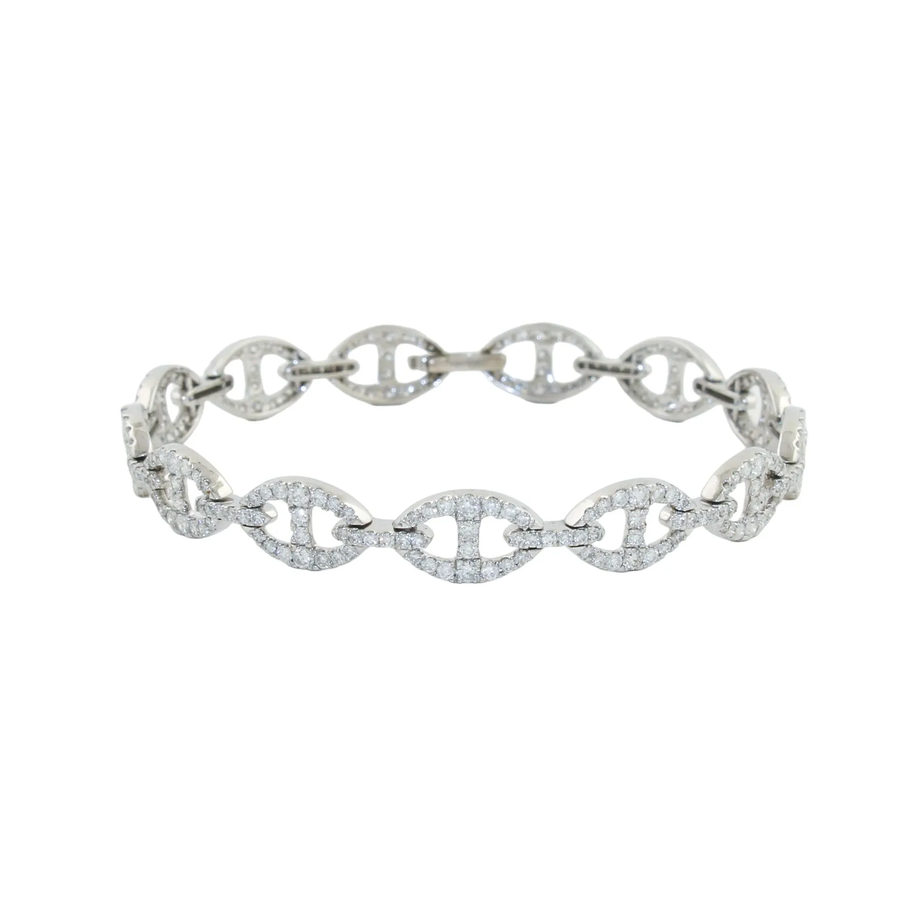 14k White Gold x 3.32 ct Diamond Marine Link Bracelet