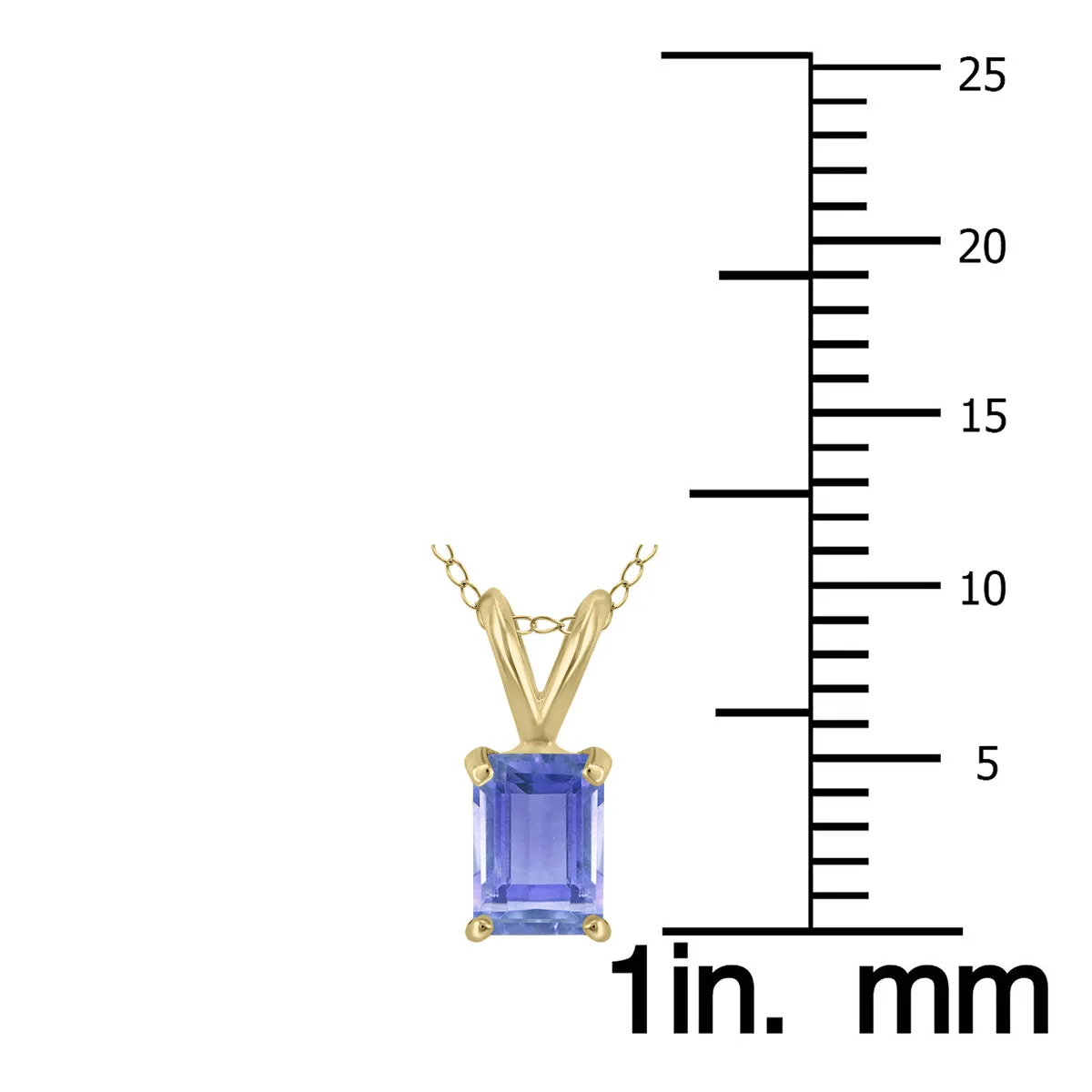 14K Yellow Gold 5X3Mm Emerald Shaped Tanzanite Pendant