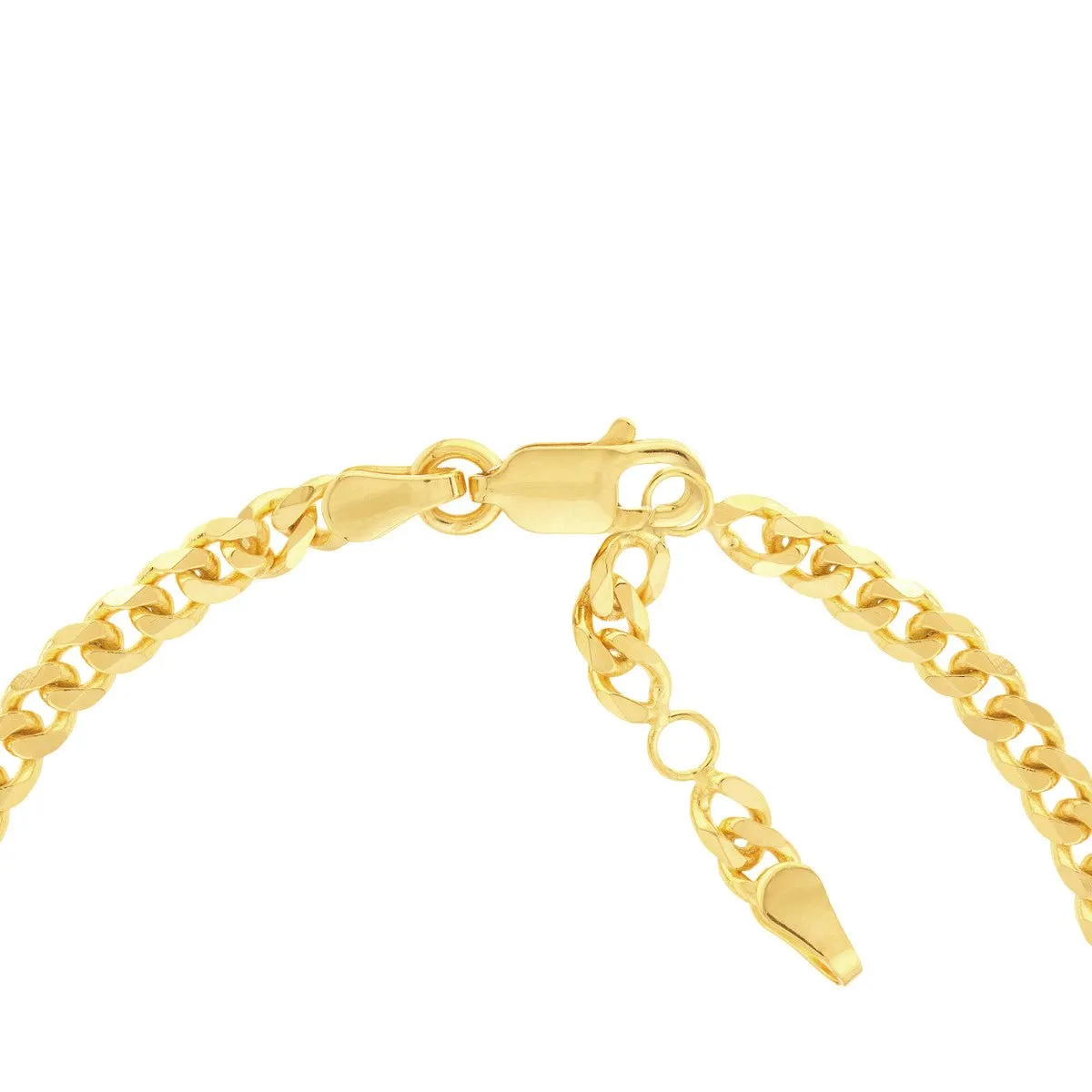 14K Yellow Gold Cross on Curb Chain Adjustable Bracelet