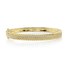 14K Yellow Gold Diamond Wreath Bangle