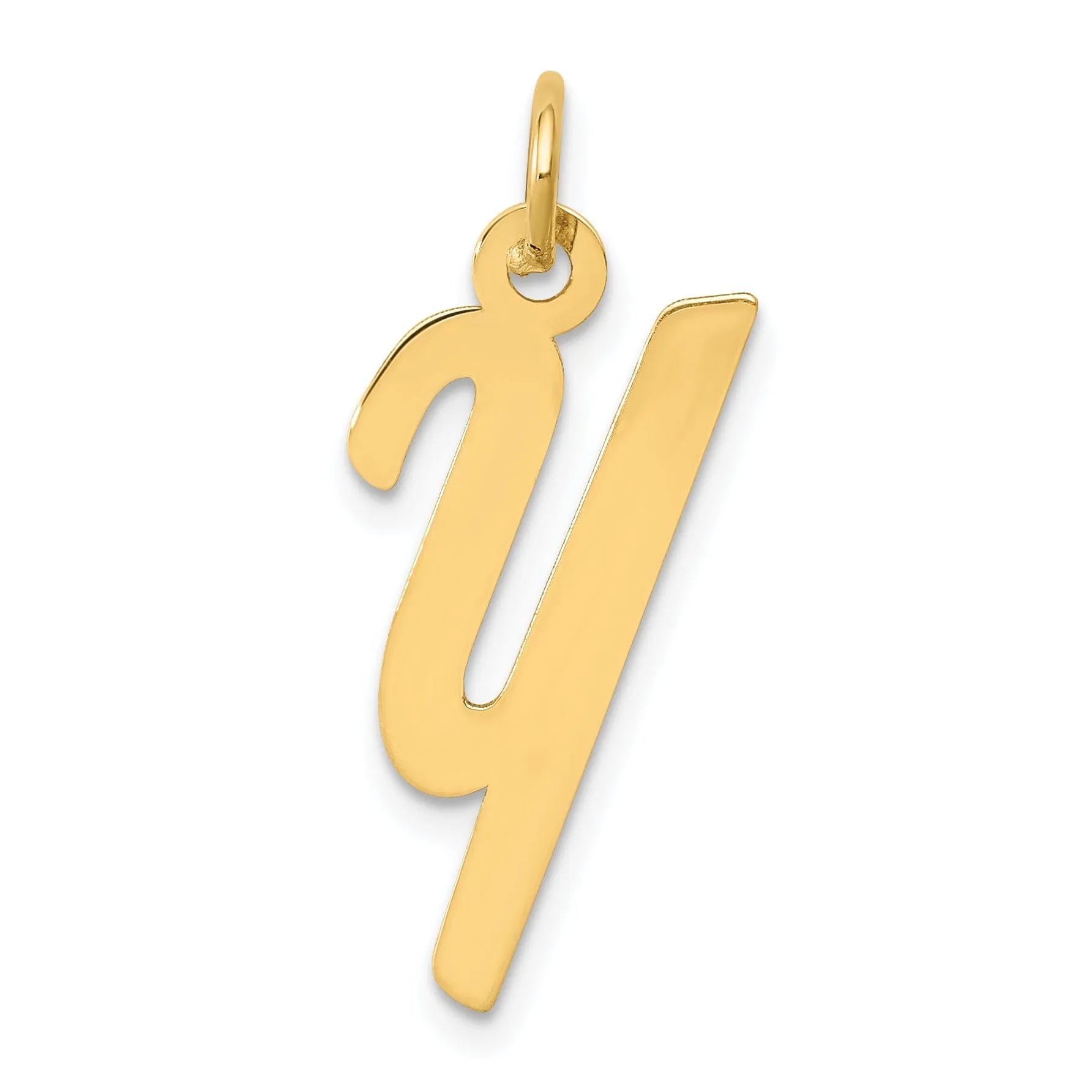 14K Yellow Gold Medium Size Fancy Script Design Letter Y Initial Pendant