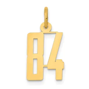 14K Yellow Gold Polished Finish Small Size Elongated Shape Number 84 Charm Pendant