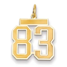 14k Yellow Gold Satin Brush Finish Medium Size Number 83 Charm Pendant