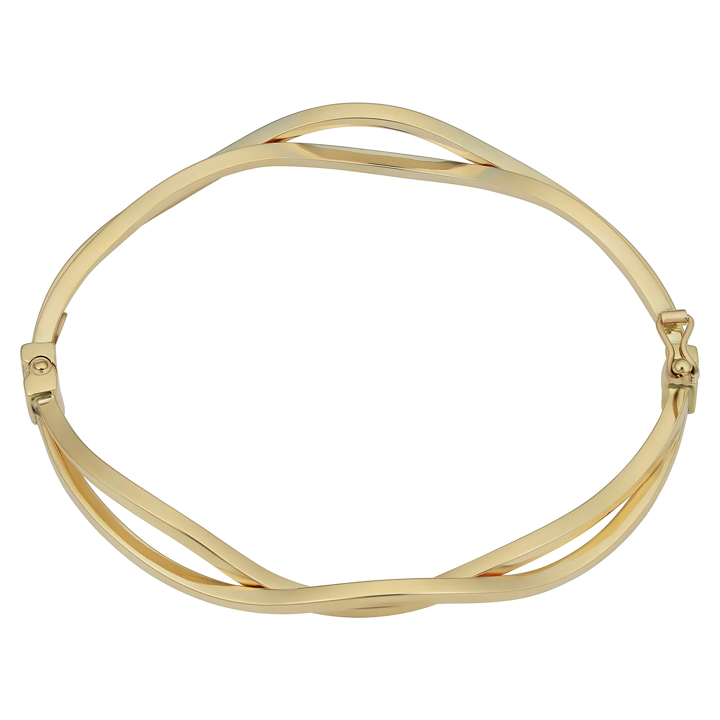 14k Yellow Gold Wavy Women's Bangle Bracelet, 7.5"