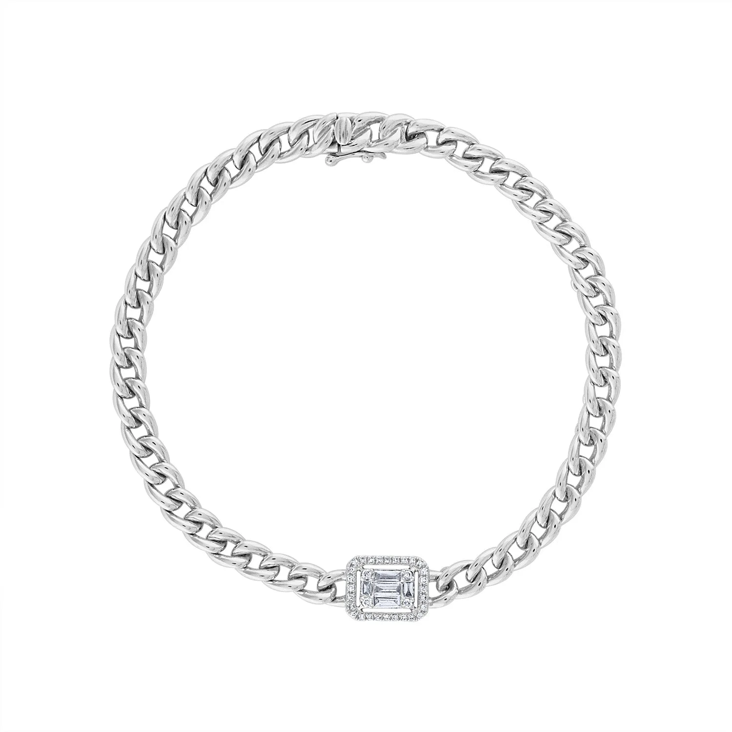 14KT GOLD DIAMOND BAGUETTE LINK BRACELET