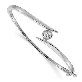 14kt White Gold Forever One Round Moissanite Bangle Bracelet