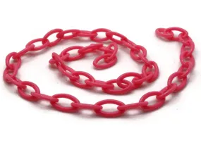 15.75 Inch Hot Pink Plastic Oval Chain - 40cm chain - 13x8mm links