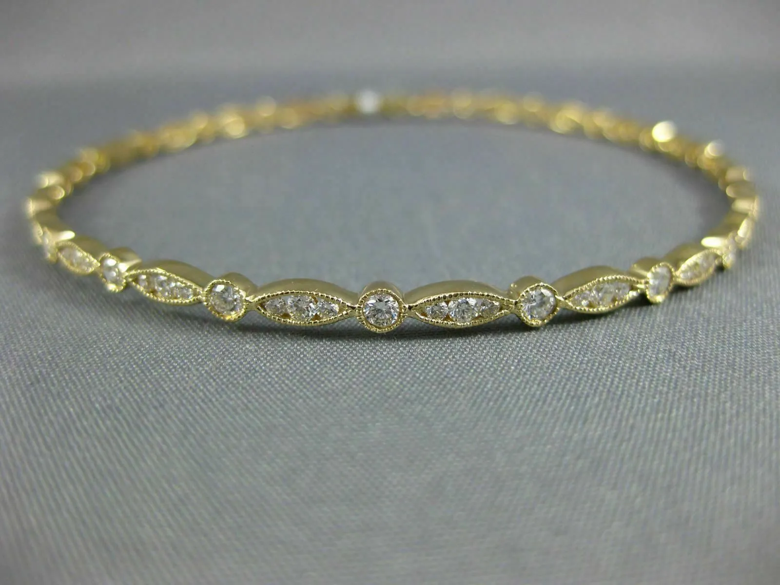 1.58CT DIAMOND 18K YELLOW GOLD 3D ROUND INFINITY ETOILE ETERNITY BANGLE BRACELET