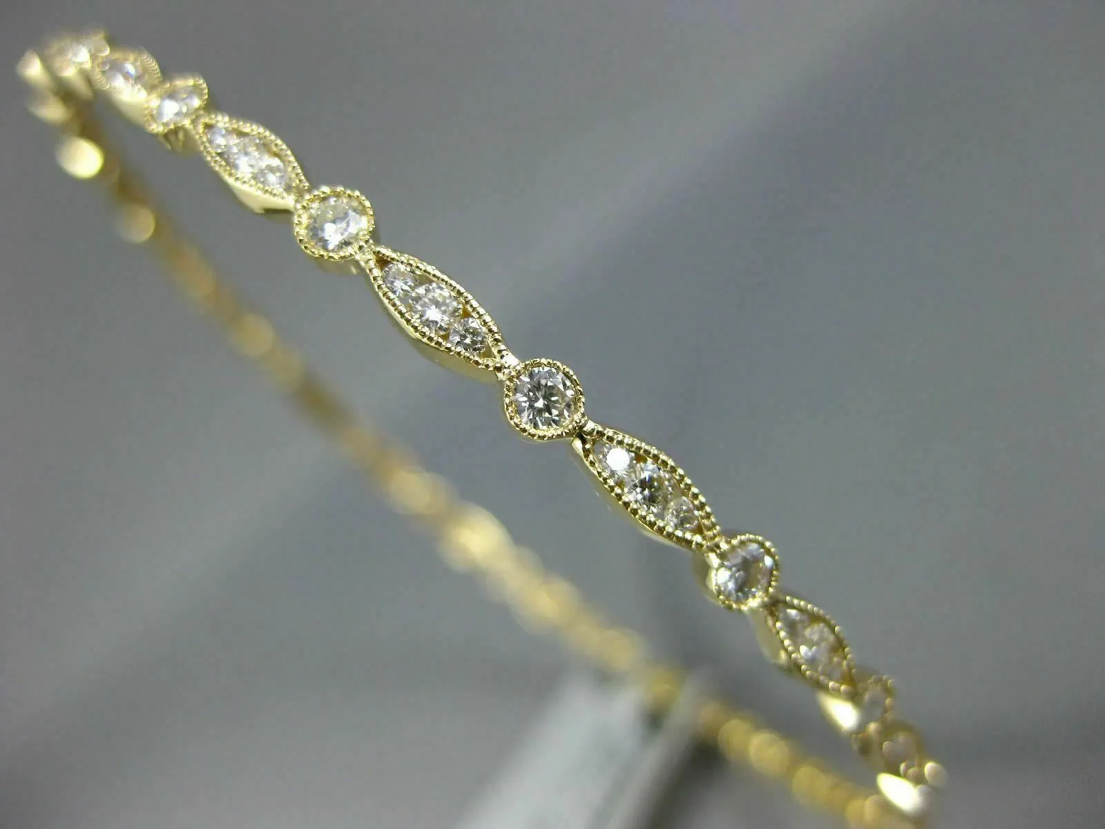 1.58CT DIAMOND 18K YELLOW GOLD 3D ROUND INFINITY ETOILE ETERNITY BANGLE BRACELET