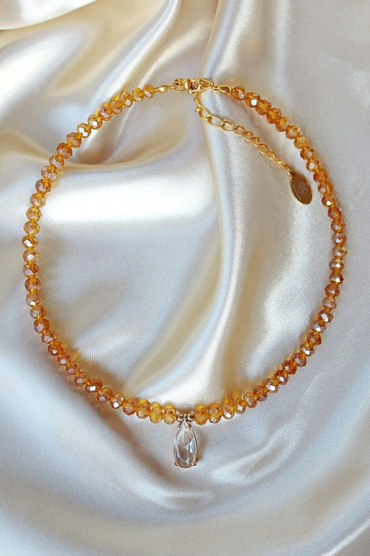 18 Karat Champagne Color Austrian Crystals Choker