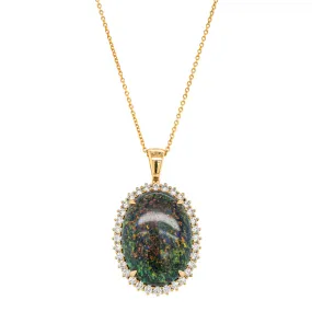 18ct Yellow Gold Opal & Diamond Belle Pendant